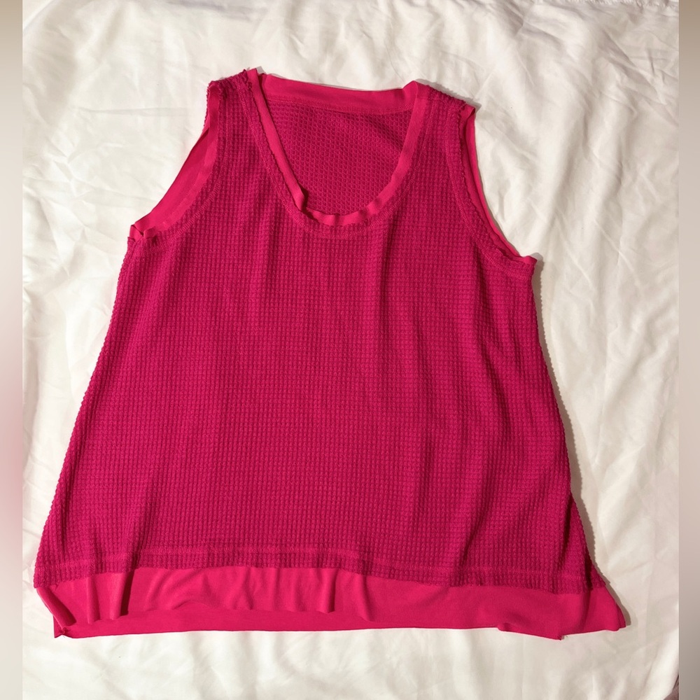 Vibrant Pink Tank Top -waffle knit